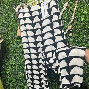 Ava Sky Black & White Geometric Half Moon Palazzo Pants size Medium